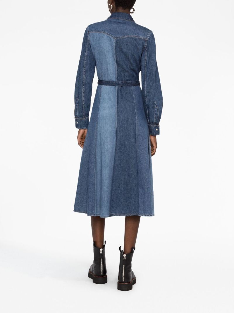 Blue Belted Denim Shirt Dress