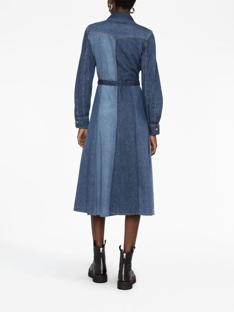 Blue Belted Denim Shirt Dress
