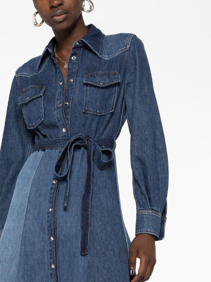 Blue Belted Denim Shirt Dress