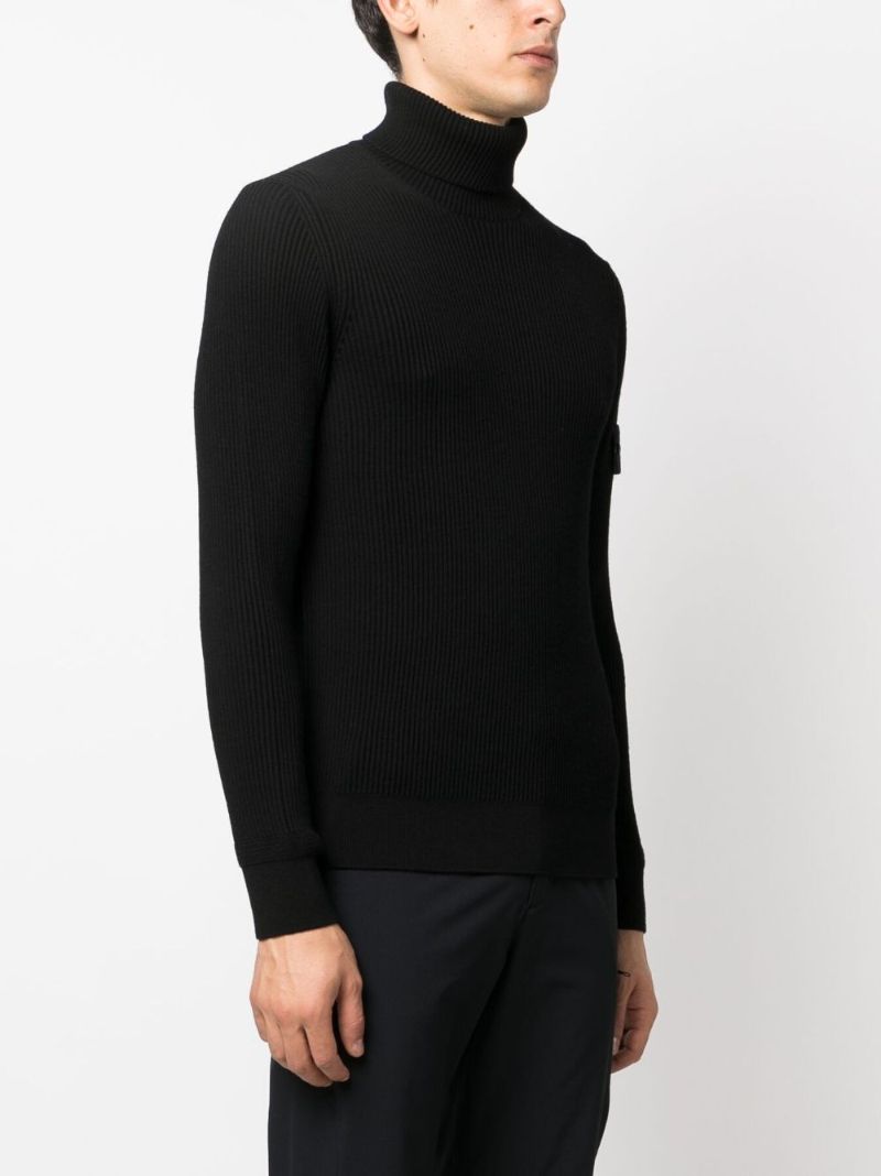 Black Ribbed Virgin-wool Sweater