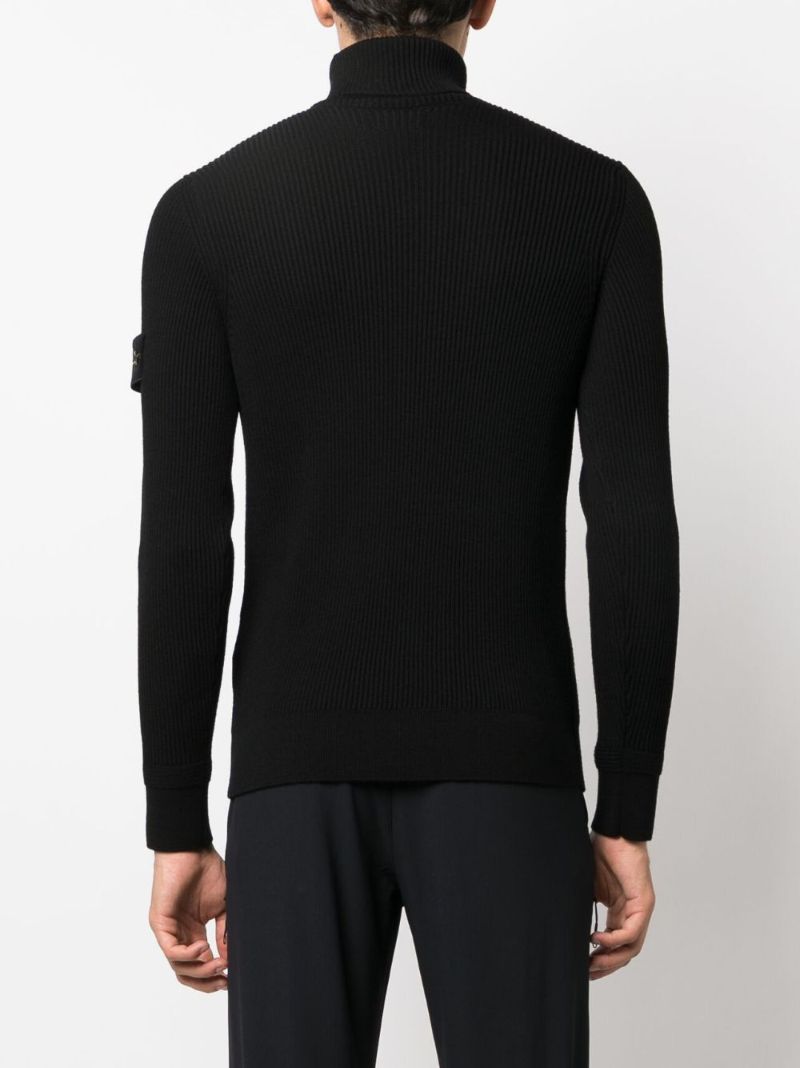 Black Ribbed Virgin-wool Sweater