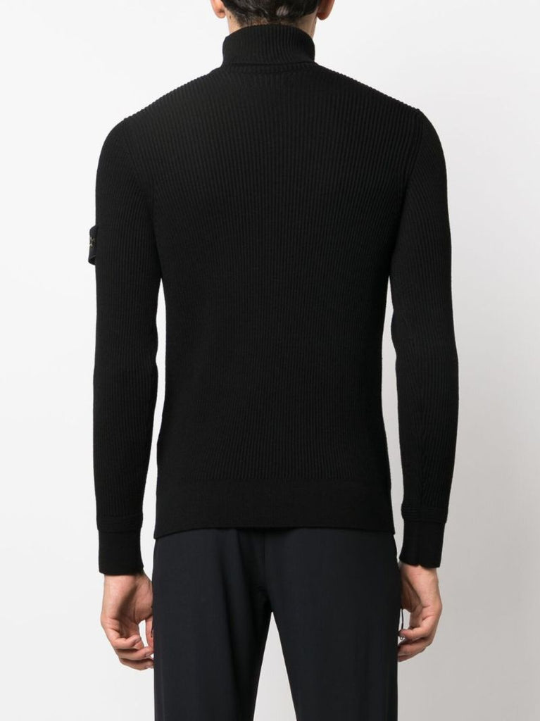Black Ribbed Virgin-wool Sweater