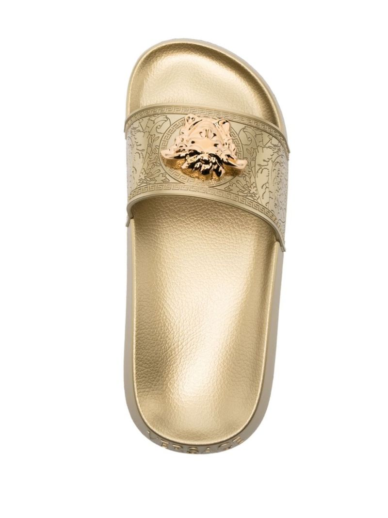 Gold Medusa Head Rubber Slides