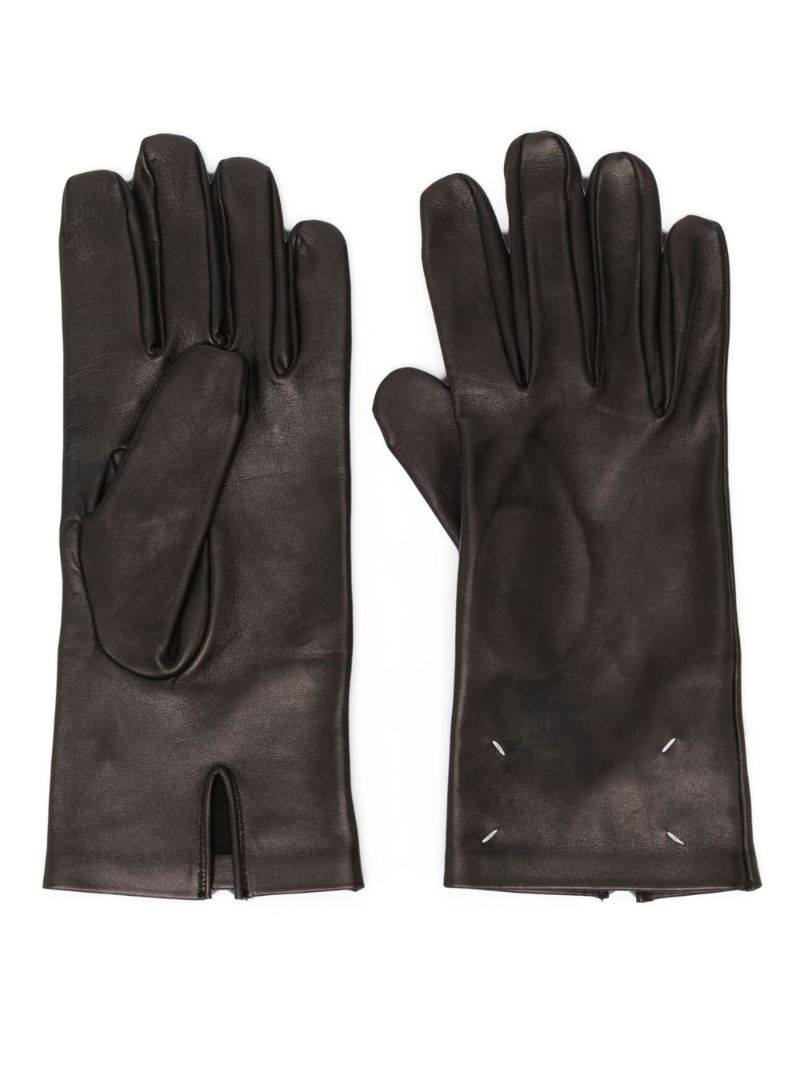 Black Four-stitch Leather Gloves