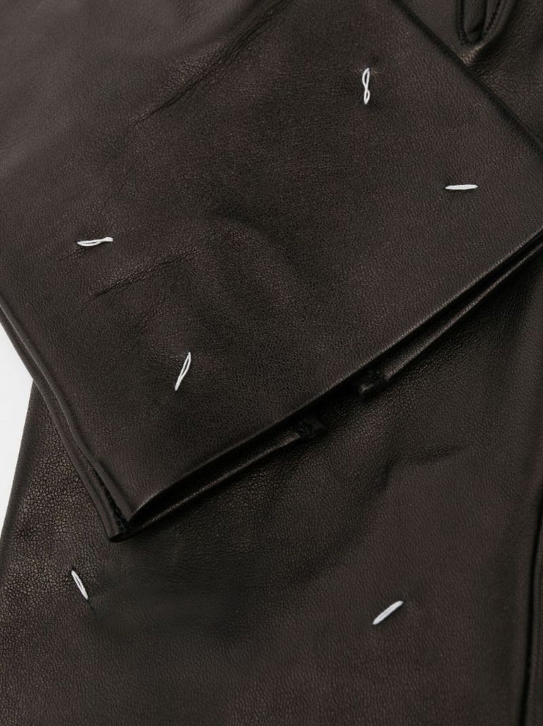 Black Four-stitch Leather Gloves