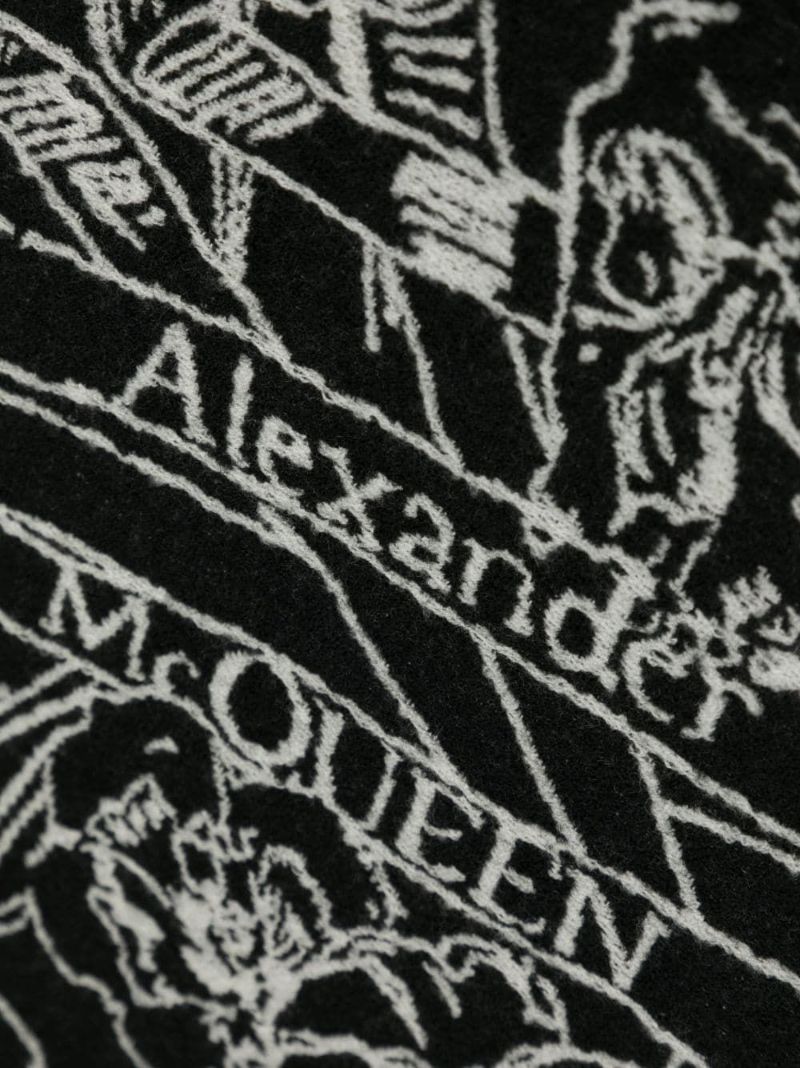 Grey Reversible Skull Jacquard Scarf