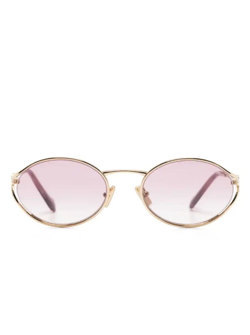 Logo-plaque Oval-frame Sunglasses