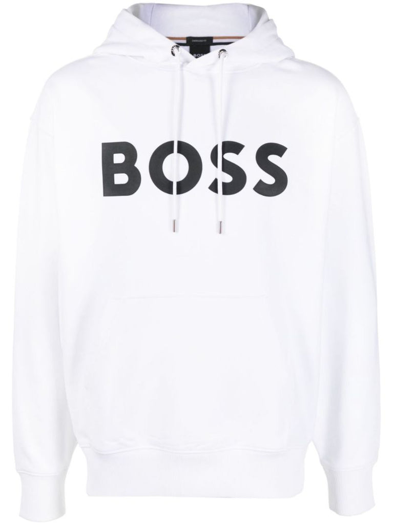 White Logo-print Cotton Hoodie