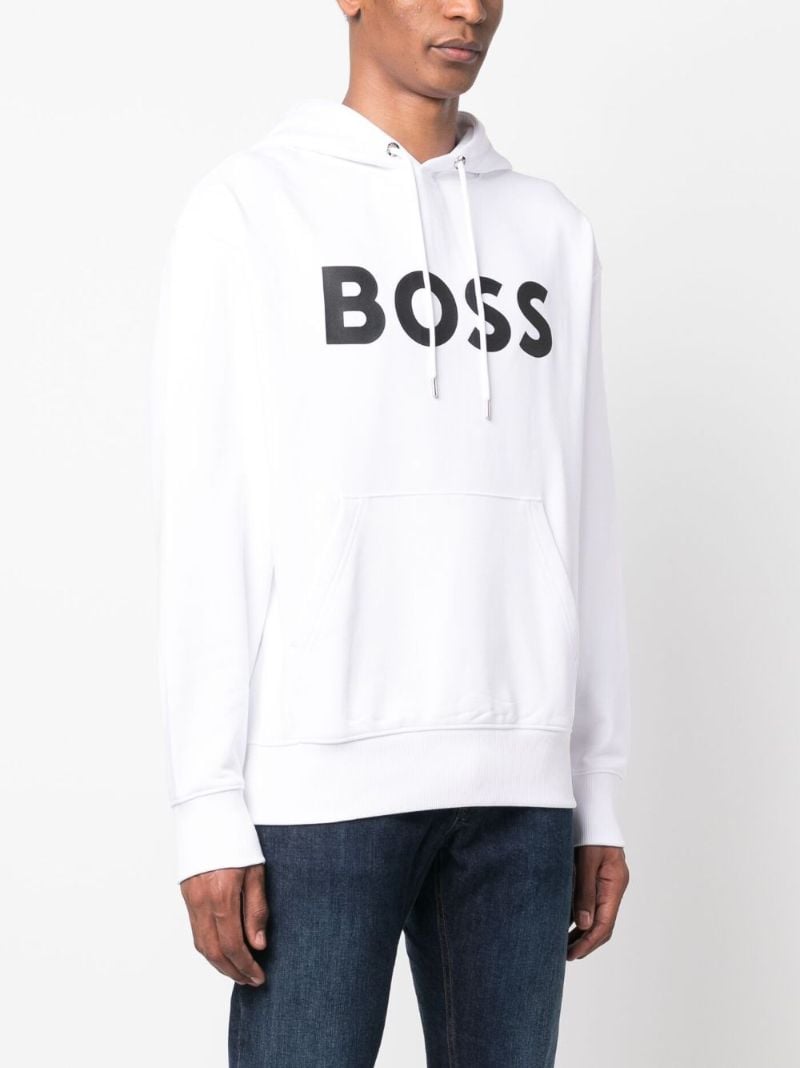 White Logo-print Cotton Hoodie