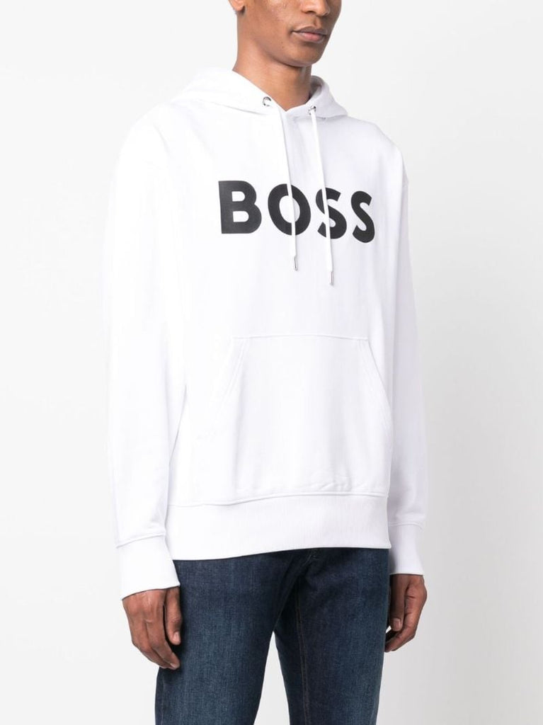 White Logo-print Cotton Hoodie