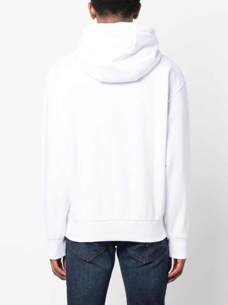 White Logo-print Cotton Hoodie