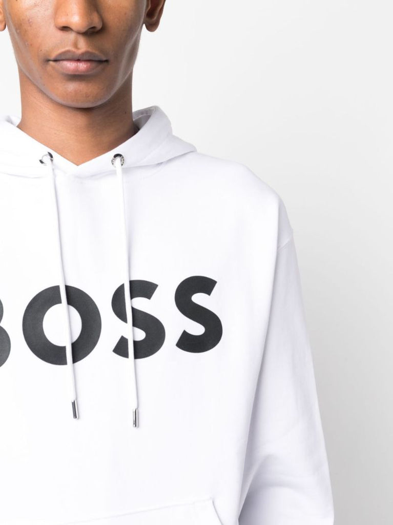 White Logo-print Cotton Hoodie