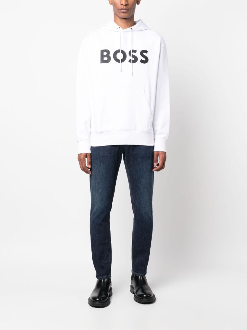 White Logo-print Cotton Hoodie