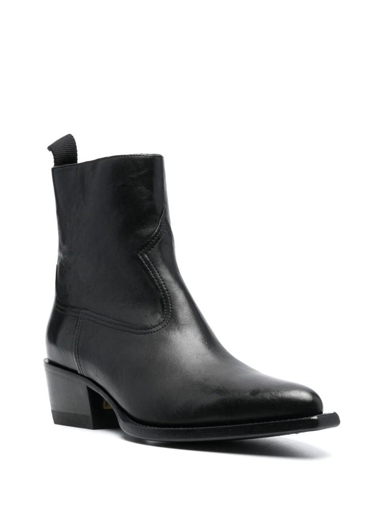 Black 50 Leather Ankle Boots