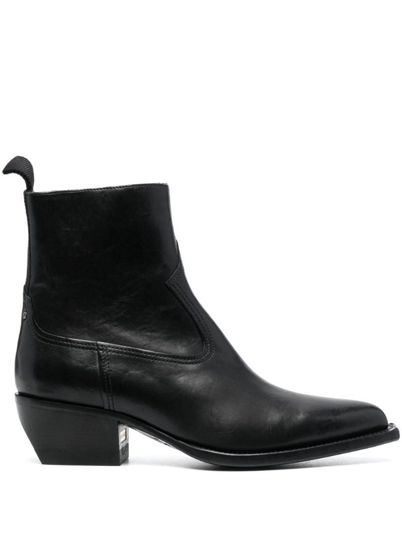 Black 50 Leather Ankle Boots