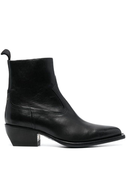 Black 50 Leather Ankle Boots