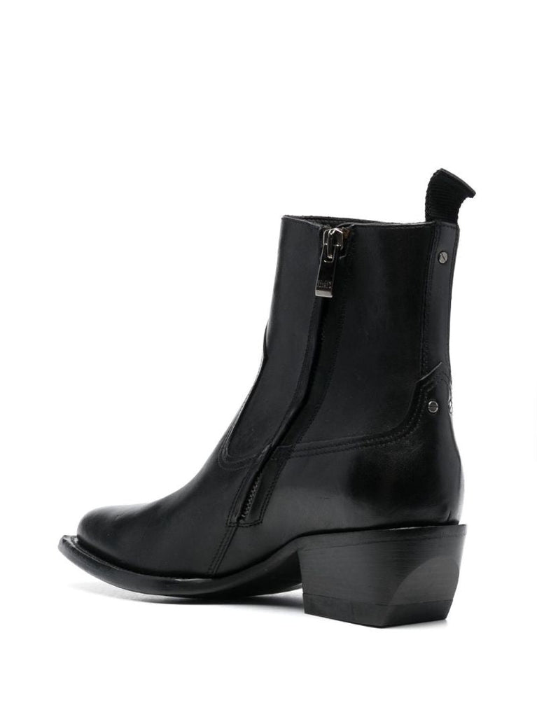 Black 50 Leather Ankle Boots