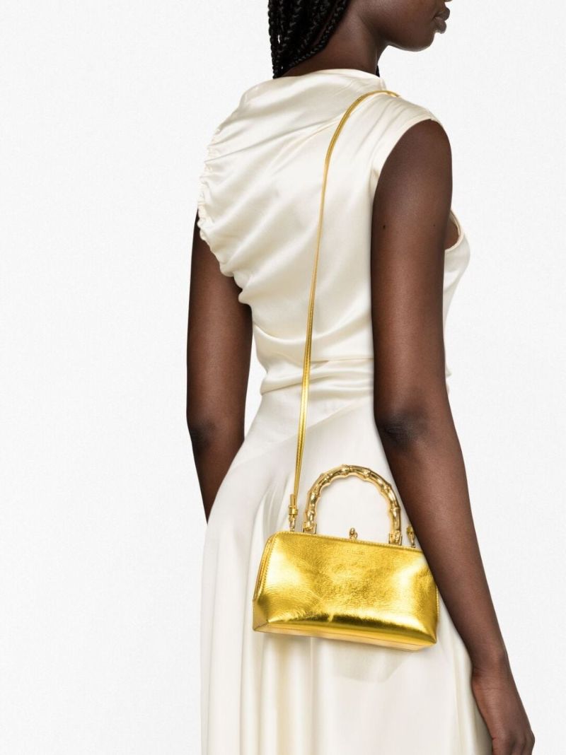 Gold-tone Goji Bamboo Leather Mini Bag