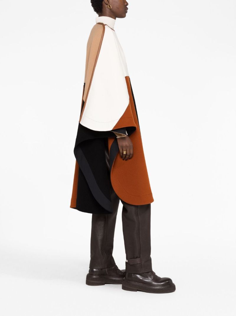 Brown Colourblock Knitted Cape