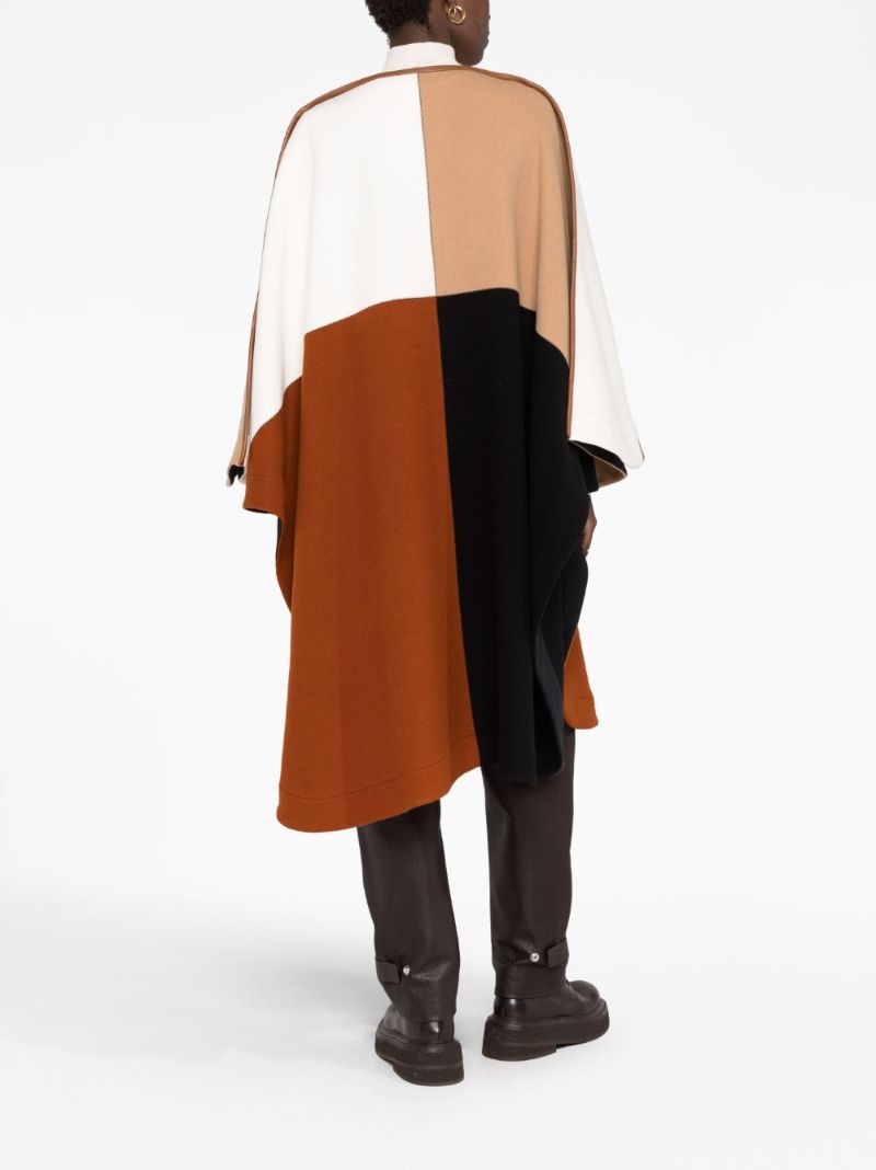 Brown Colourblock Knitted Cape