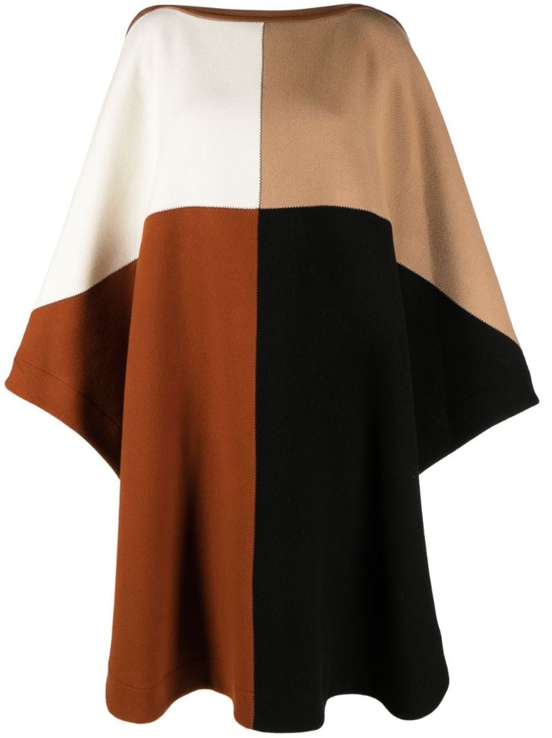 Brown Colourblock Knitted Cape