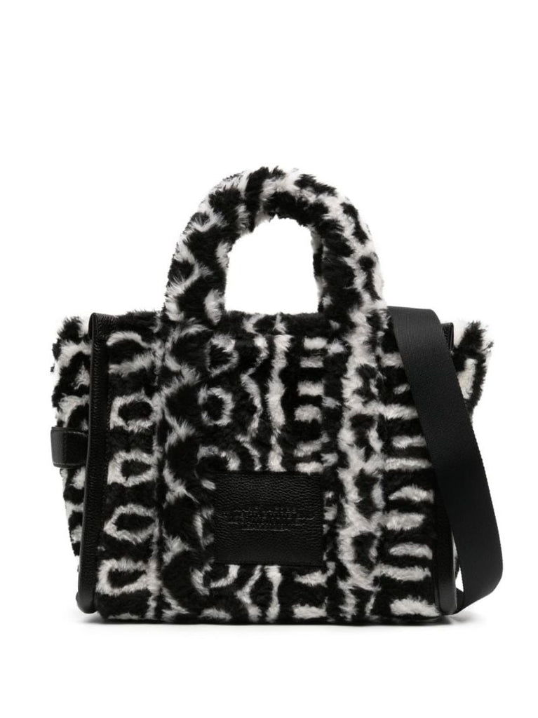 Black and White the Medium Monogram Faux Fur Tote Bag