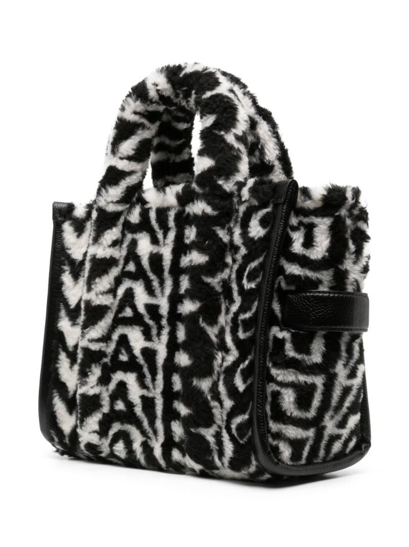 Black and White the Medium Monogram Faux Fur Tote Bag