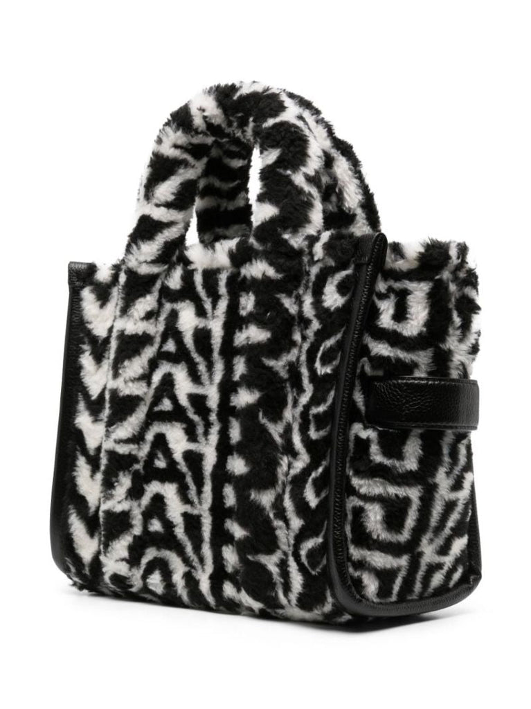 Black and White the Medium Monogram Faux Fur Tote Bag