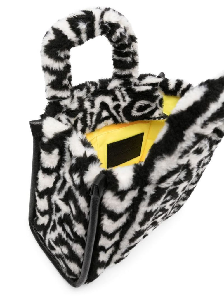 Black and White the Medium Monogram Faux Fur Tote Bag