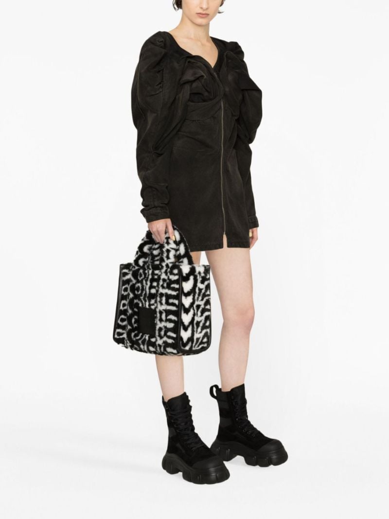 Black and White the Medium Monogram Faux Fur Tote Bag