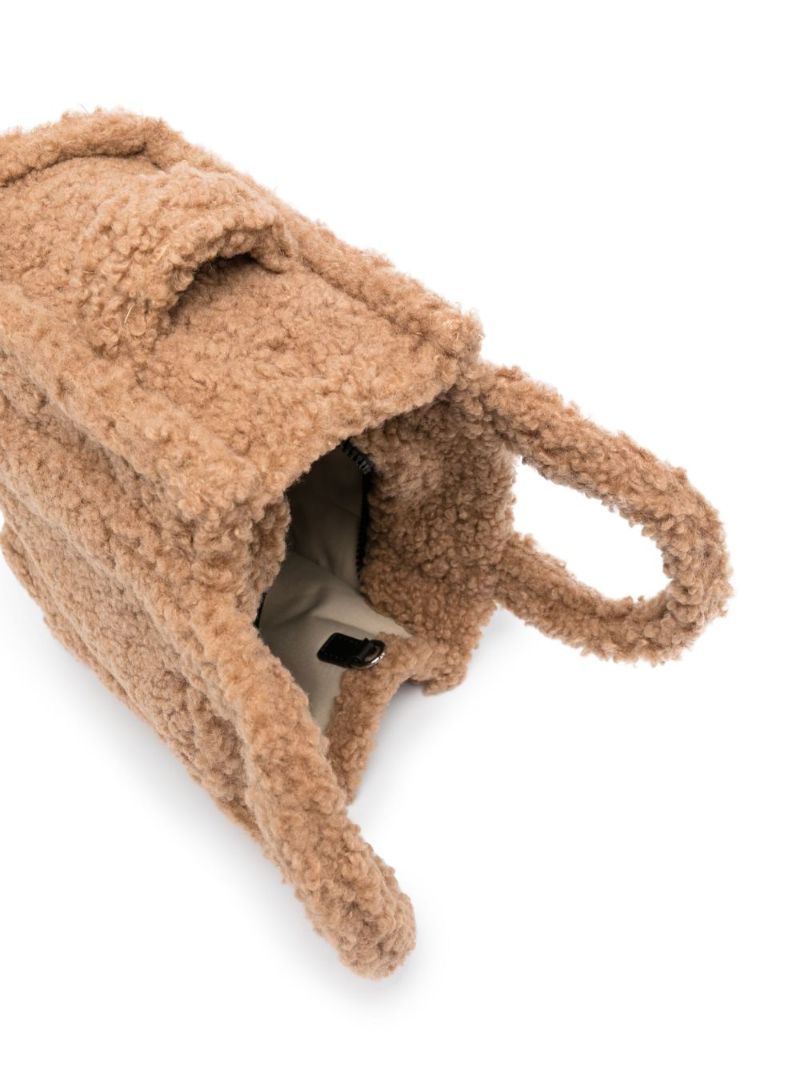 Brown the Mini Faux Shearling Tote Bag
