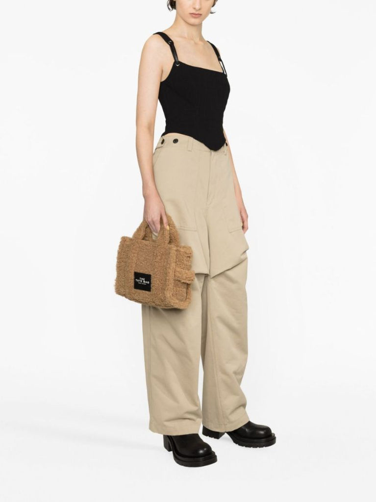 Brown the Mini Faux Shearling Tote Bag