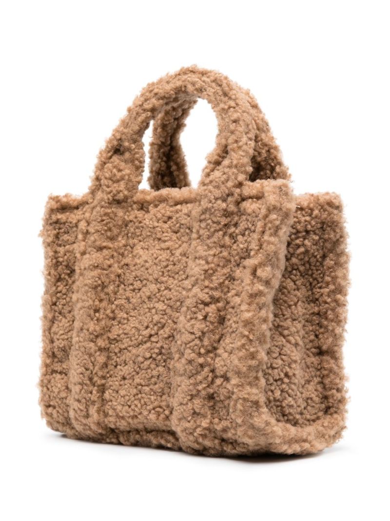 Brown the Mini Faux Shearling Tote Bag