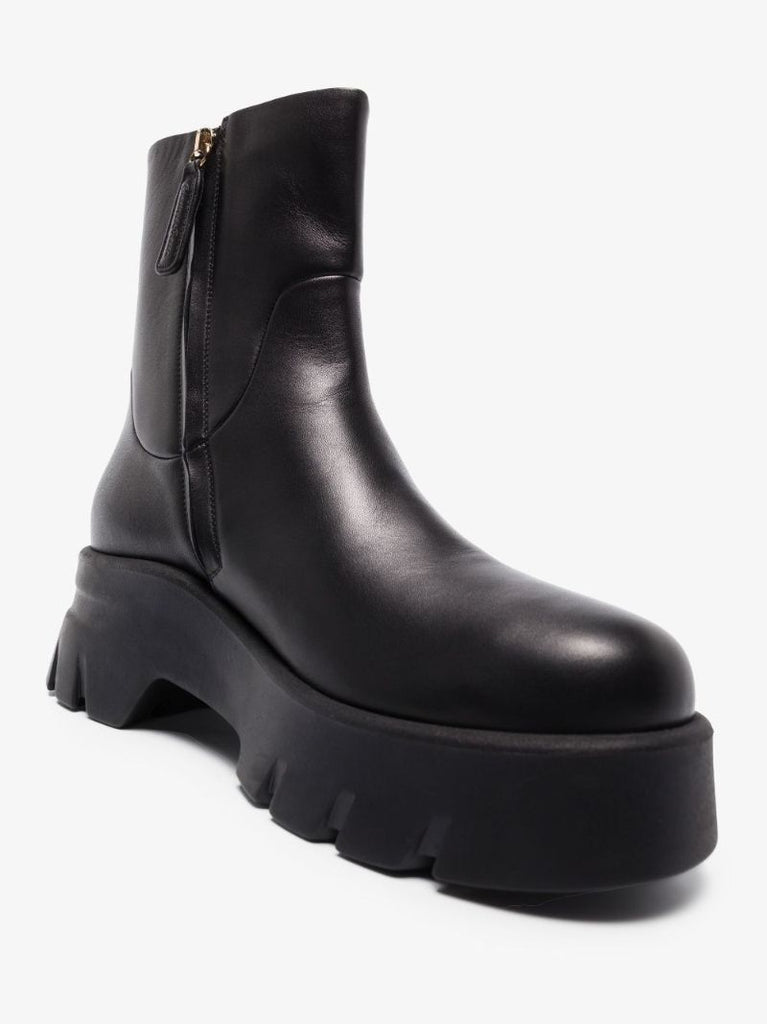 Black Montey Leather Ankle Boots