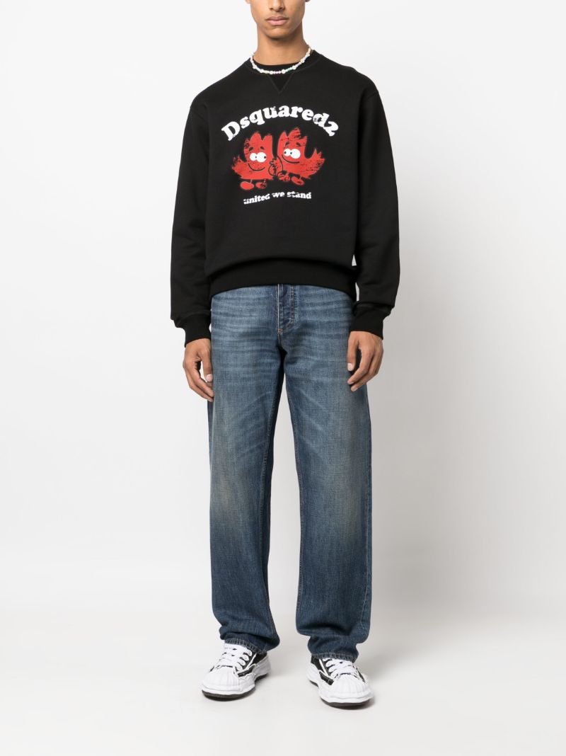 Black Graphic -print Cotton Hoodie