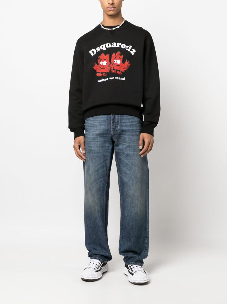 Black Graphic -print Cotton Hoodie