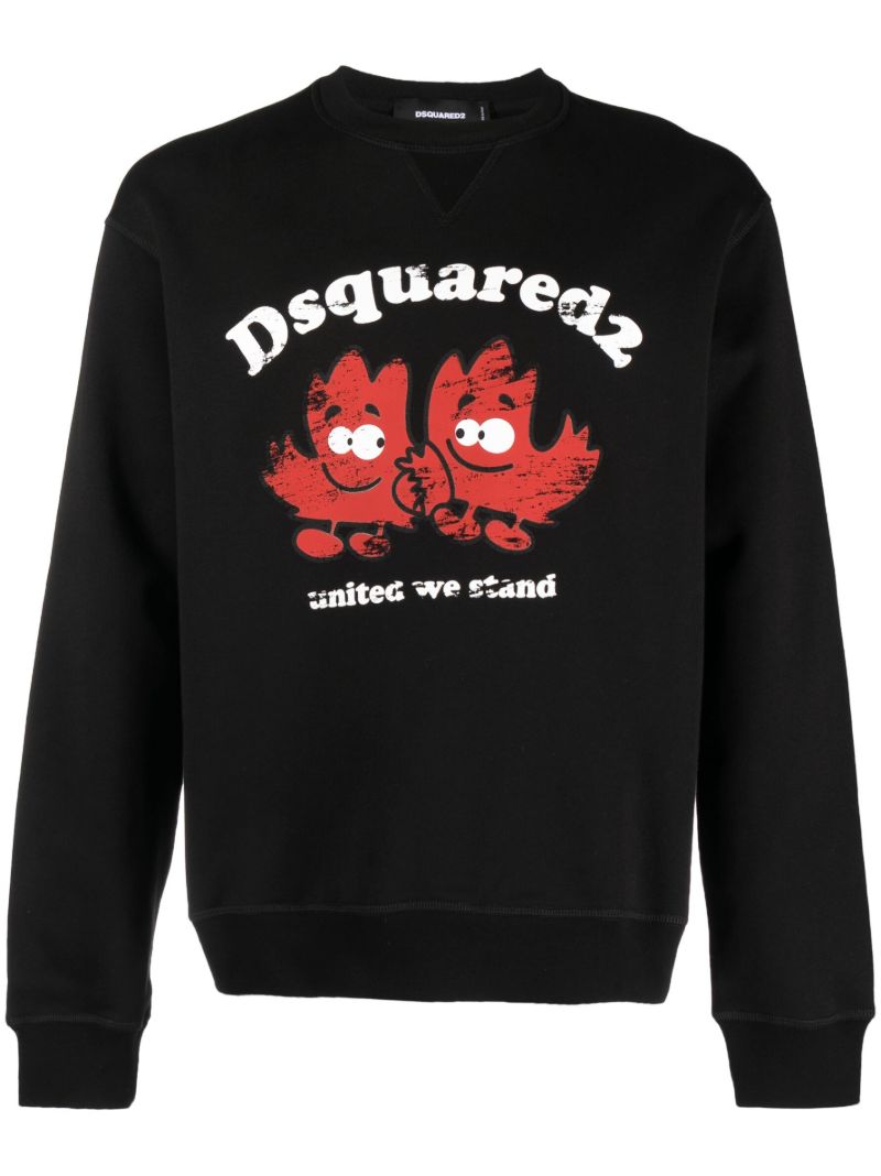 Black Graphic -print Cotton Hoodie