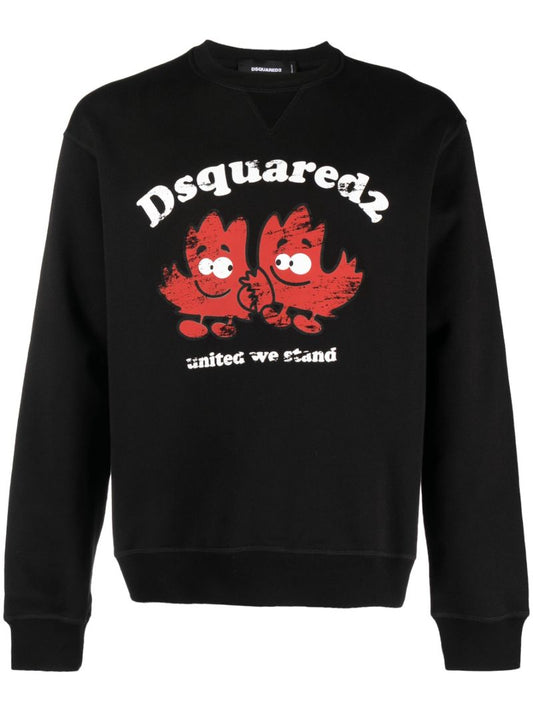 Black Graphic -print Cotton Hoodie