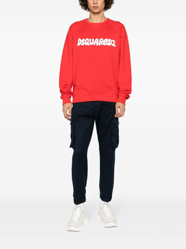 Red D2 Cool Logo-print Cotton Sweatshirt