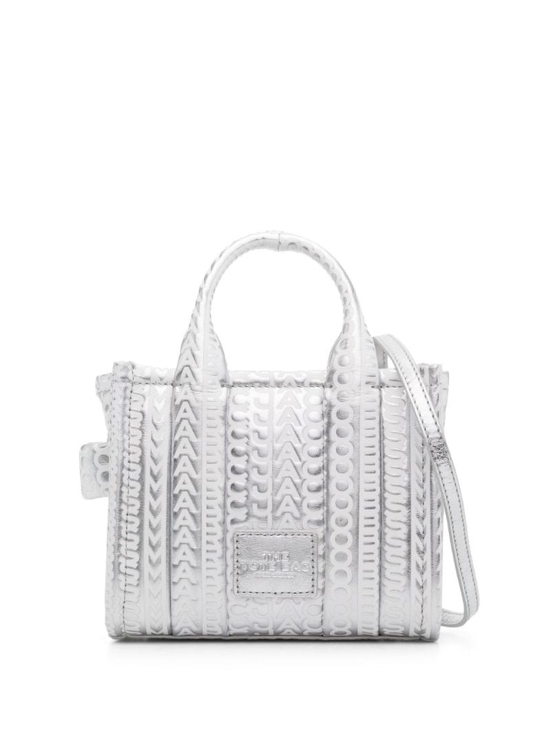Silver Micro the Monogram Metallic-leather Tote Bag
