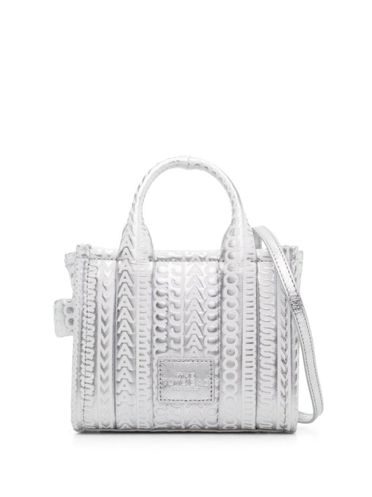 Silver Micro the Monogram Metallic-leather Tote Bag