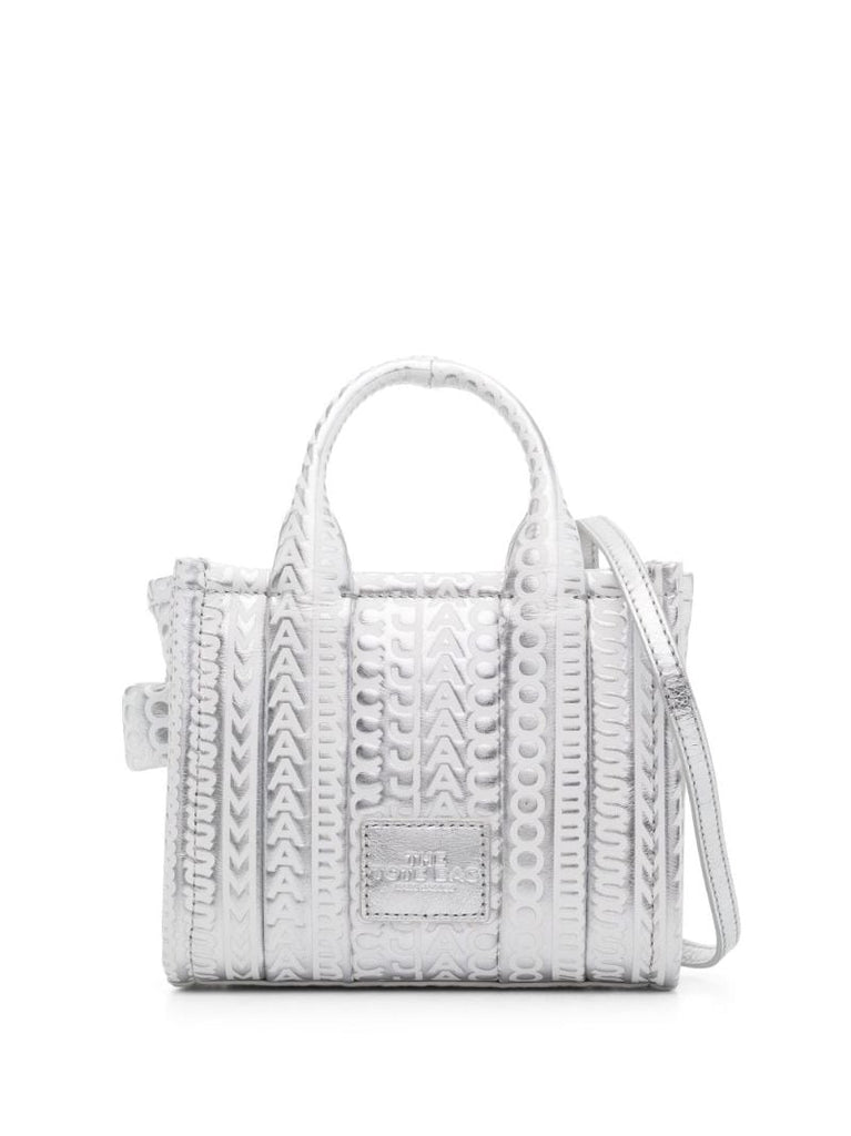 Silver Micro the Monogram Metallic-leather Tote Bag