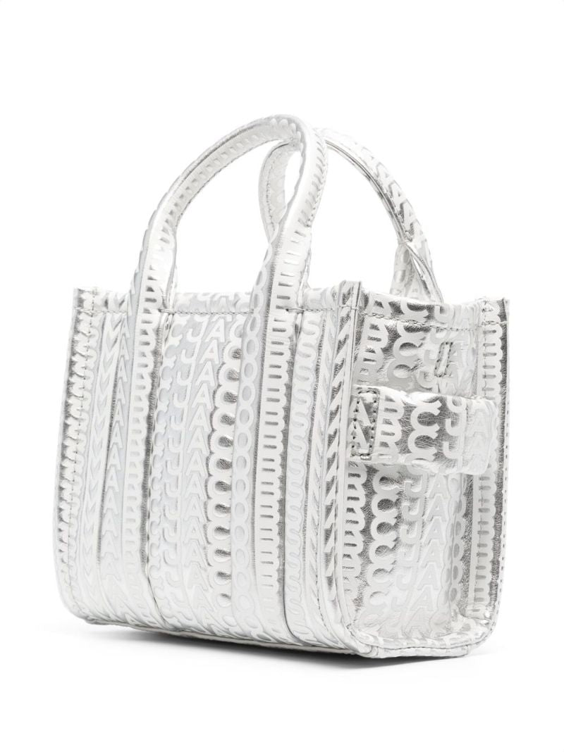 Silver Micro the Monogram Metallic-leather Tote Bag