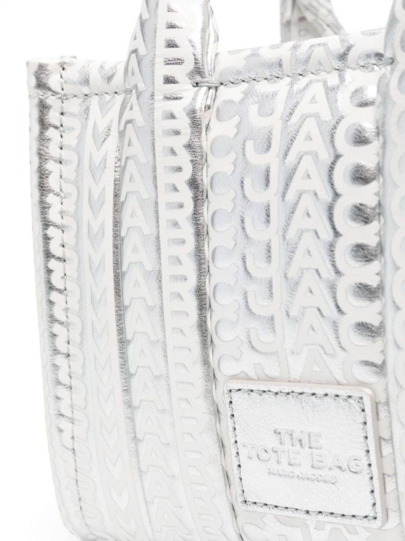 Silver Micro the Monogram Metallic-leather Tote Bag