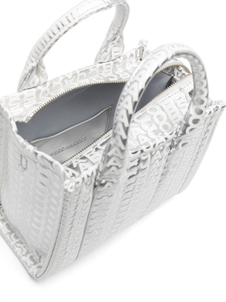 Silver Micro the Monogram Metallic-leather Tote Bag