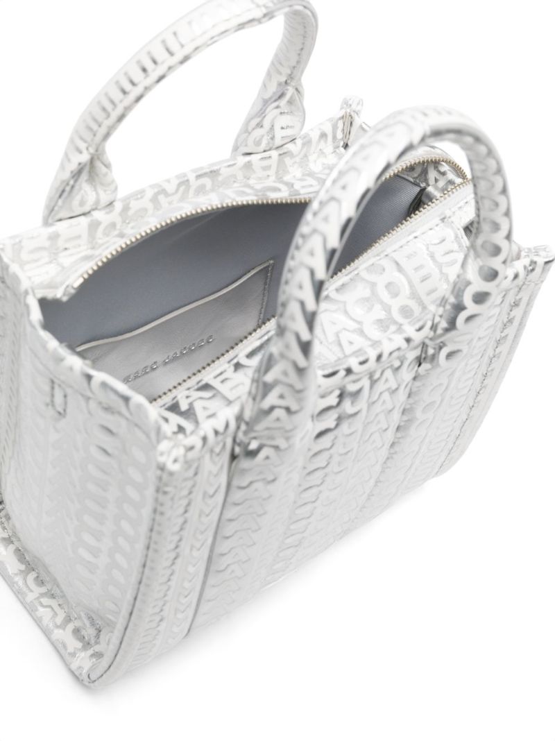 Silver Micro the Monogram Metallic-leather Tote Bag