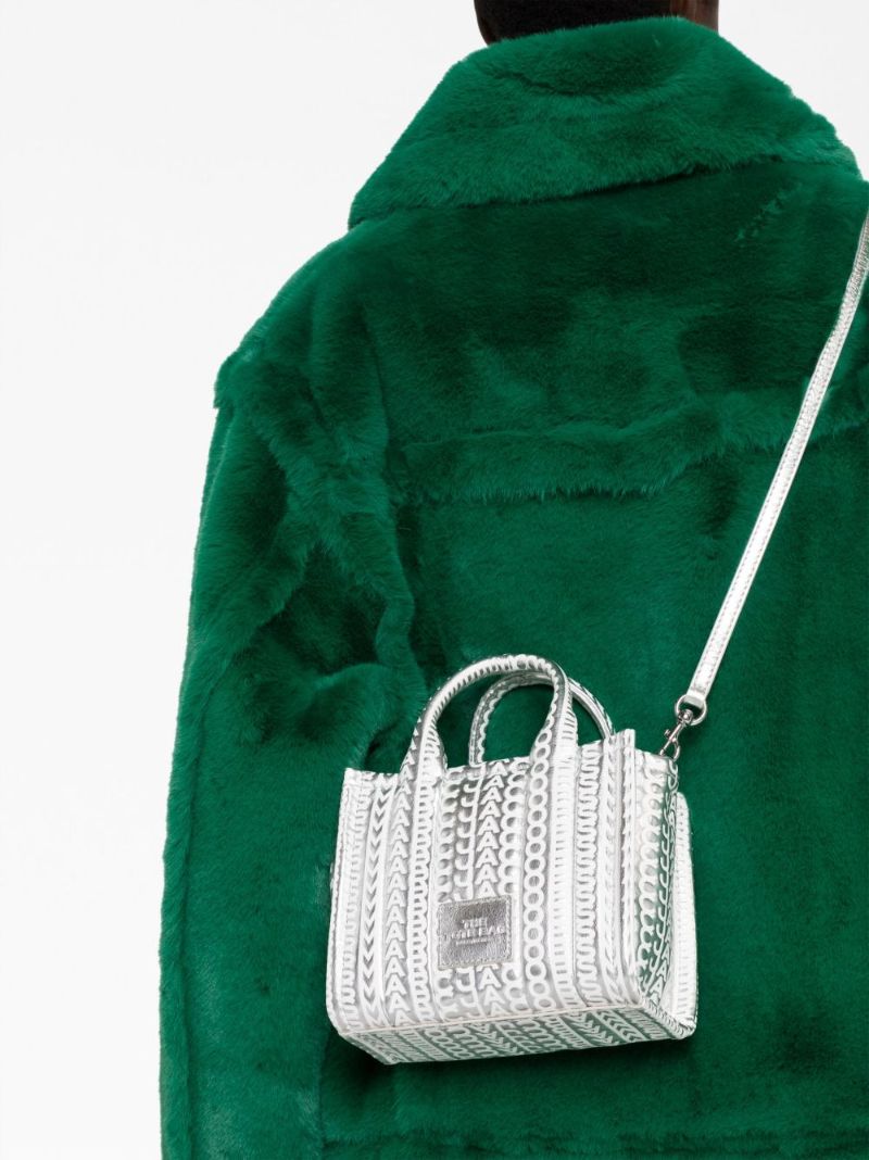 Silver Micro the Monogram Metallic-leather Tote Bag