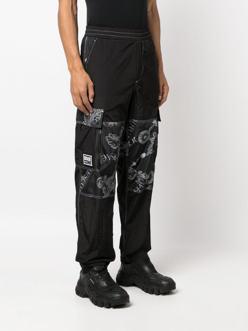 Black Graphic Print Cargo Pants