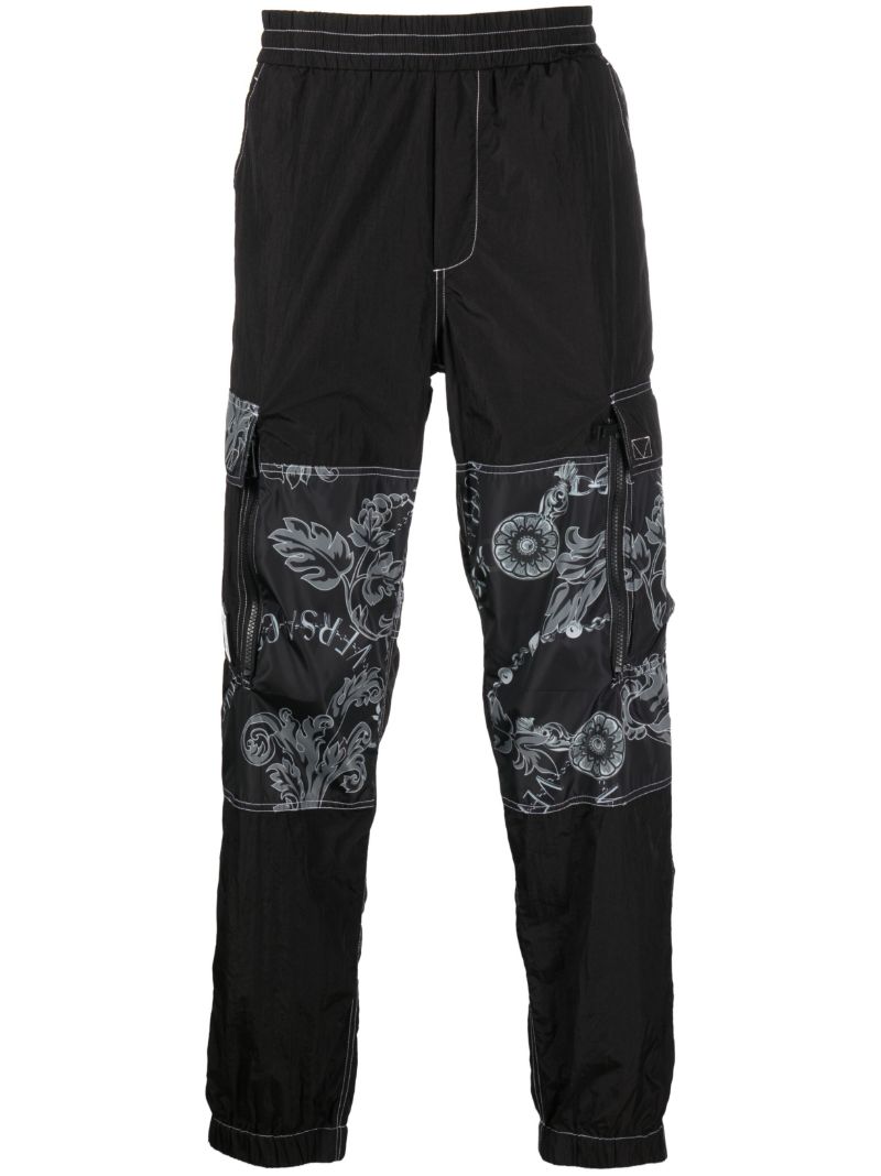 Black Graphic Print Cargo Pants