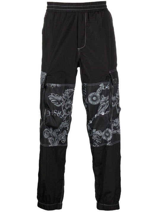 Black Graphic Print Cargo Pants